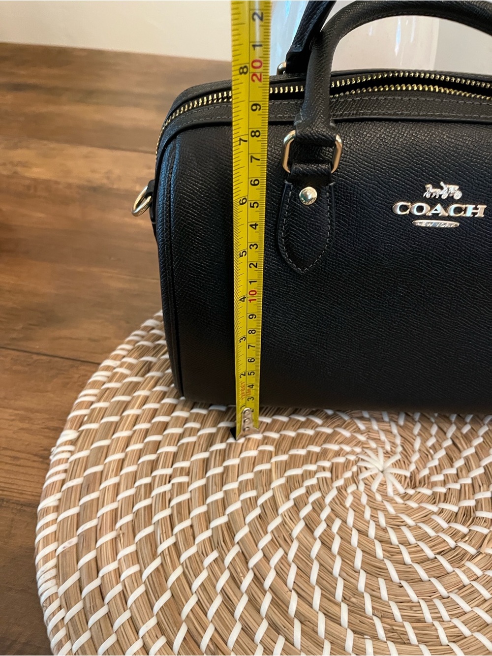 COACH Rowan medium Black Leather Dome Satchel with Gold Hardware - Picture 6 of 16